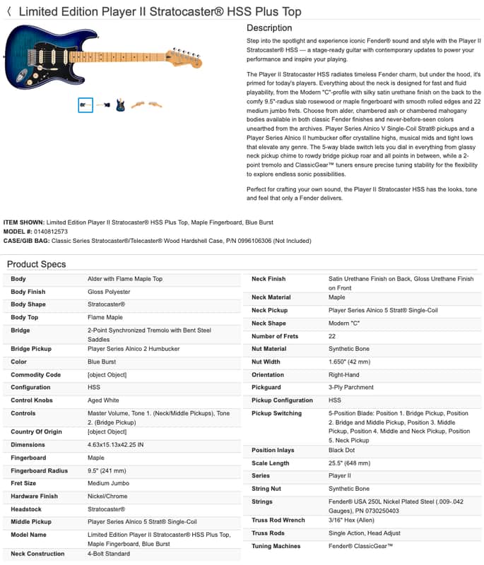 Fender Limited Edition Player II Stratocaster Strat HSS Plus Top Electric Guitar - Image 25