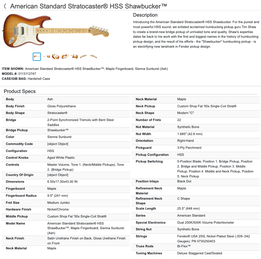 Fender American Standard Stratocaster Strat HSS Shawbucker Electric Guitar with Case - Sienna Sunburst