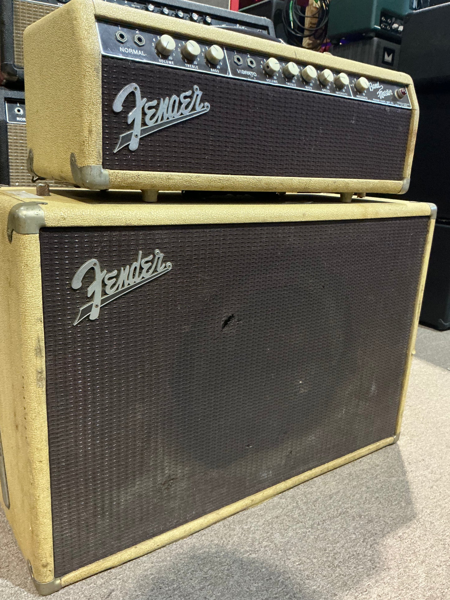 Fender 1963 Bandmaster band master Tube Amplifier Head with 1x15 115 Tone-Ring Speaker Cabinet - Local Pickup Only