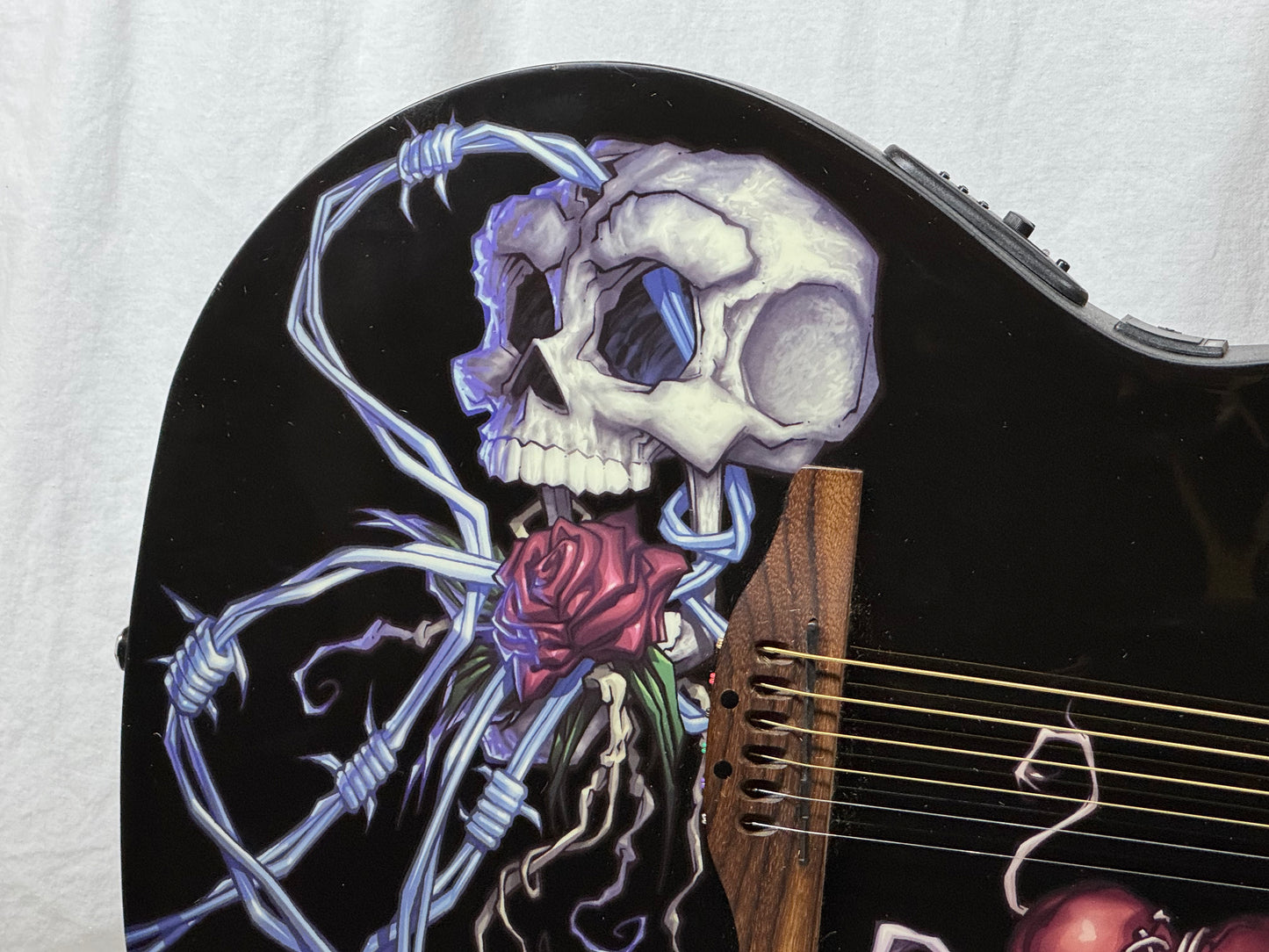 Ovation Demented Series Limited Edition DJA34-BDY DJ Ashba Signature Acoustic Guitar with Case - Bone Daddy Graphics