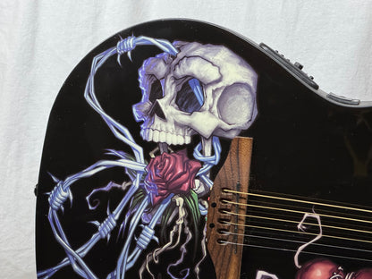 Ovation Demented Series Limited Edition DJA34-BDY DJ Ashba Signature Acoustic Guitar with Case - Bone Daddy Graphics