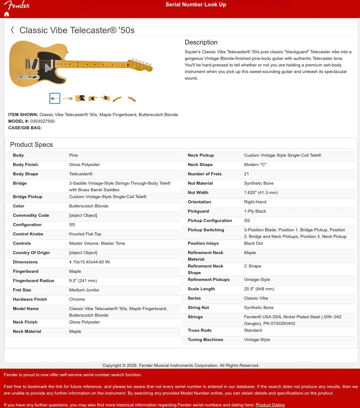 Squier Classic Vibe '50s Telecaster 2012 - 2018 - Butterscotch Blonde