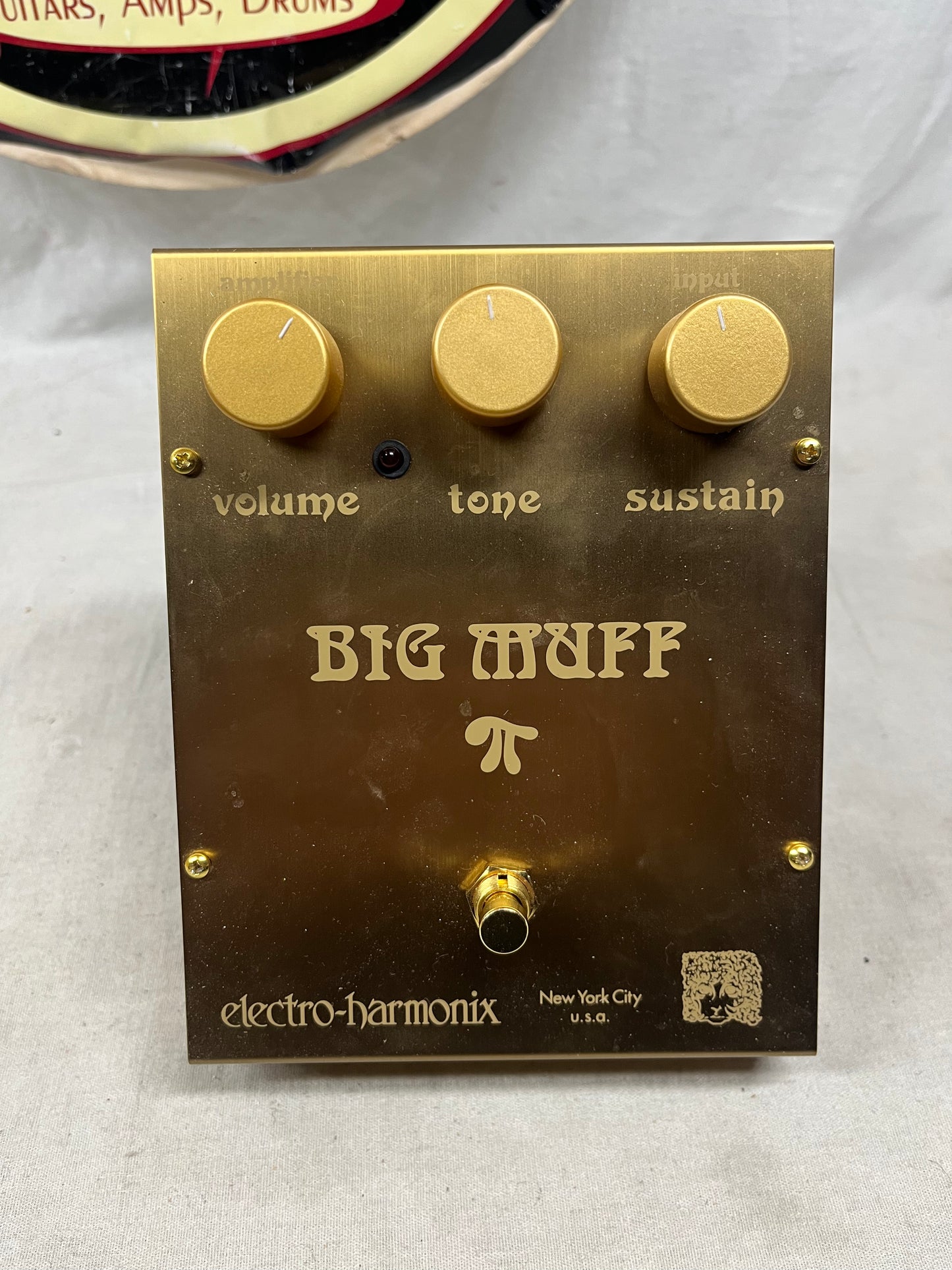 Electro-Harmonix Double Anniversary Big Muff Pi Distortion Fuzz Pedal with Wood Box 2023 Limited Edition (one of 555) - Gold