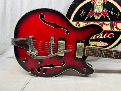 Univox Coily U1825 Hollow Body Guitar MIJ Made In Japan Vintage Redburst - AS IS! needs new nut