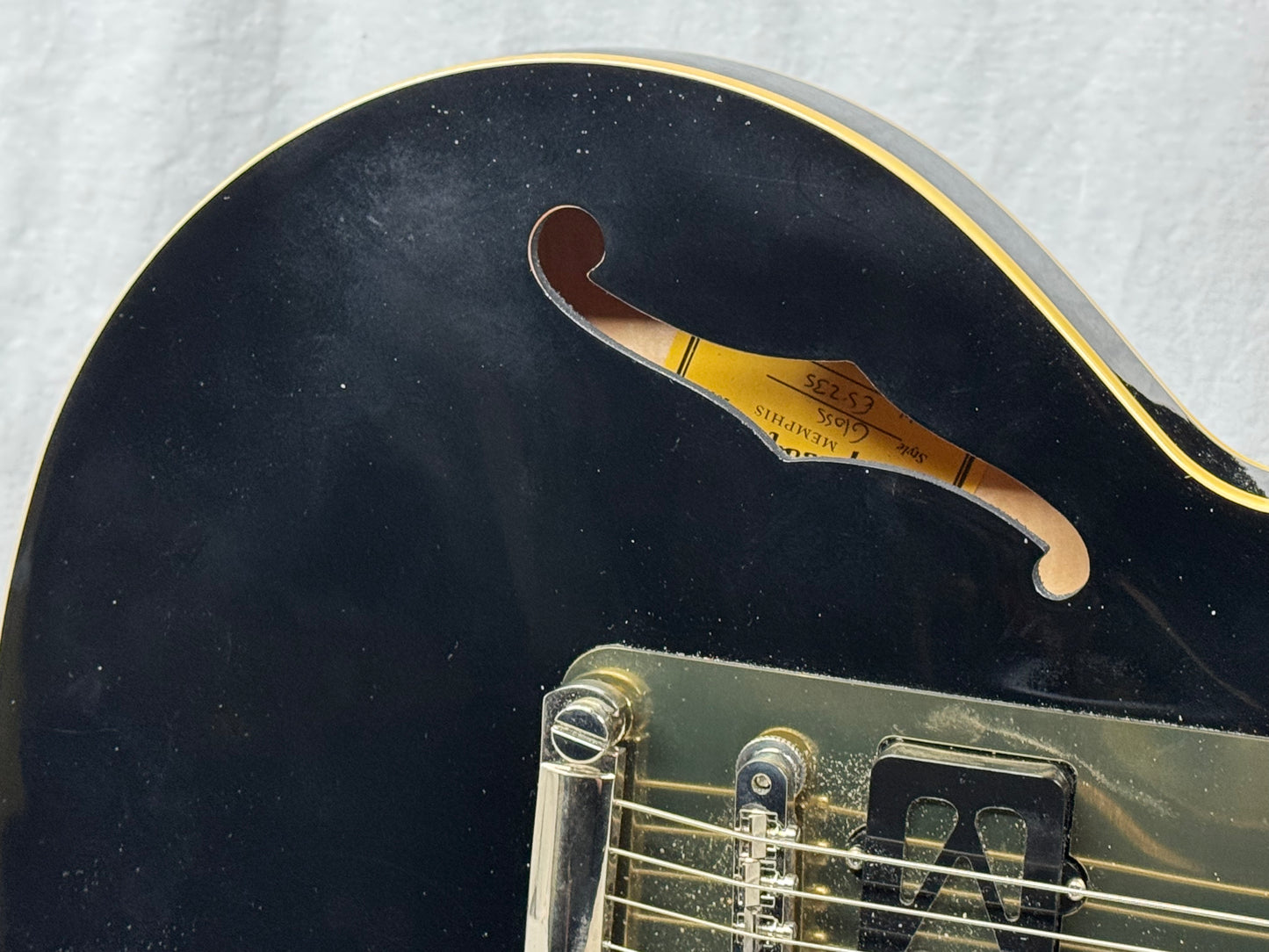 Gibson Memphis ES-235 es235 Thinline Semi-Hollowbody Guitar - modified 2018 - Gloss Ebony / Black - Local Pickup Only