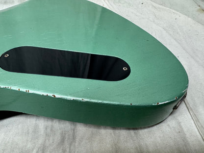 Maghini Guitars Skylark Baritone Guitar with COA + Gator Case 2023 - Lightly Aged Jade Metallic
