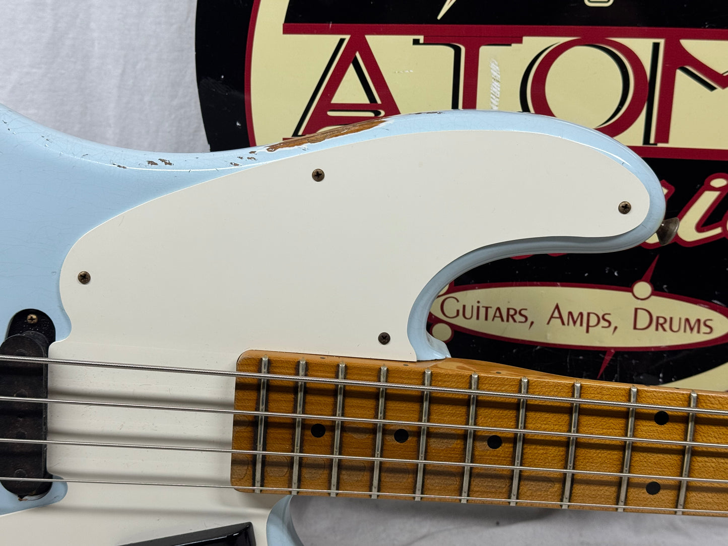 Fender USA Custom Shop '55 1955 Precision Bass Relic 4-string P-Bass with COA + Case 2020 - Sonic Blue / Roasted Maple neck