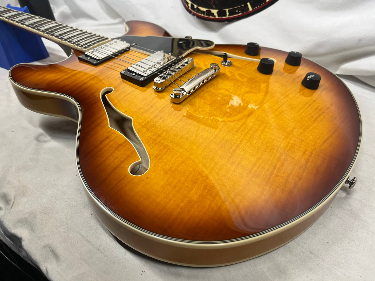 D'Angelico DAPDCDITBNS Premier DC Semi-Hollow Body Electric Guitar - Dark Iced Tea Burst