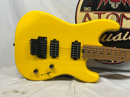 SBS CS300 S-Style Doublecut HH FR Electric Guitar - Neon Yellow