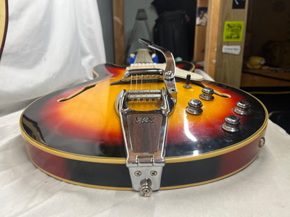 Vox Super Lynx Deluxe Hollow Body Electric Guitar with Hard Case - Sunburst