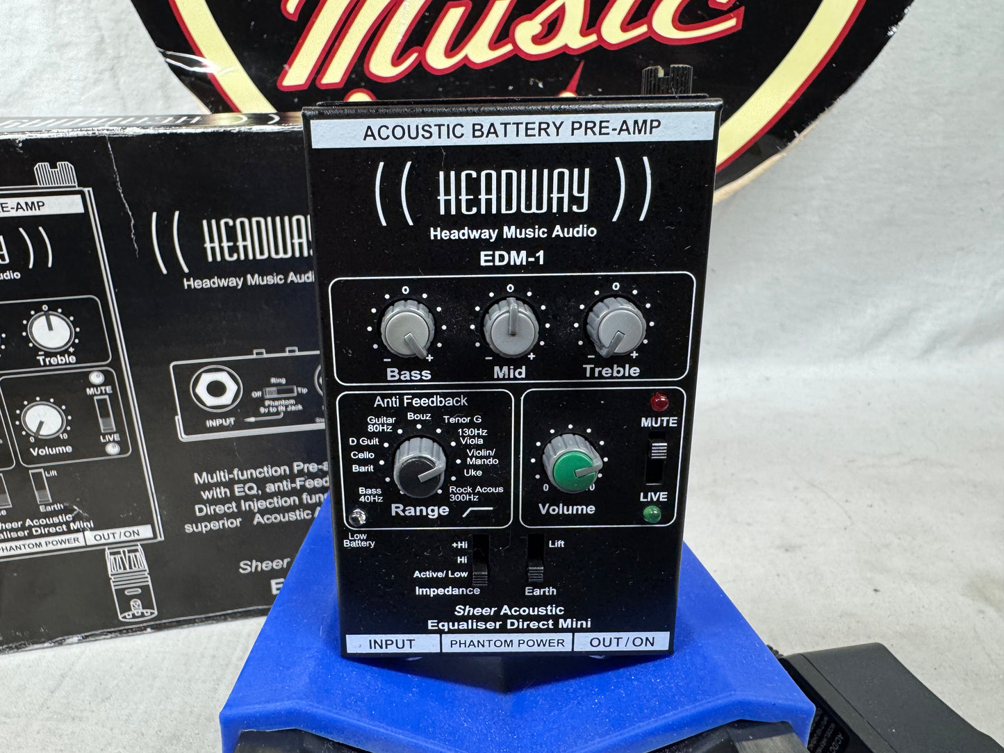 Headway Music Audio EDM-1 edm1 Acoustic Battery Preamp Module with Power Supply + Box
