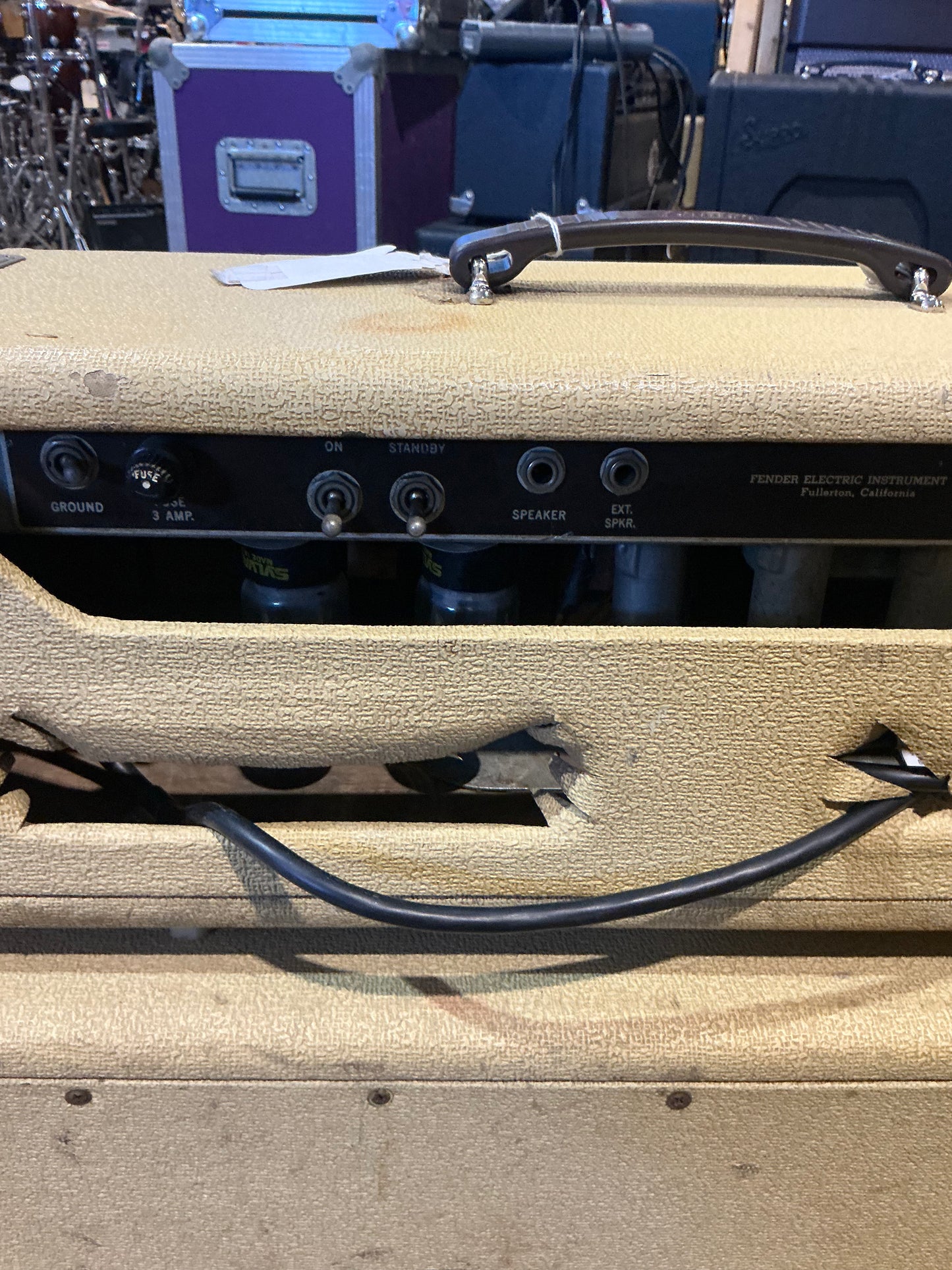 Fender 1963 Bandmaster band master Tube Amplifier Head with 1x15 115 Tone-Ring Speaker Cabinet - Local Pickup Only