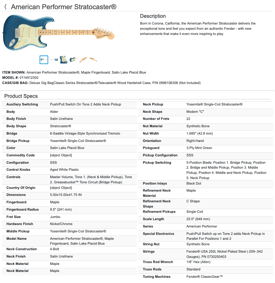 Fender American Performer Stratocaster Strat Electric Guitar 2021 - Satin Lake Placid Blue
