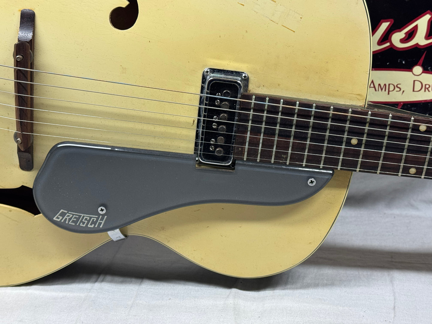 Gretsch USA 6187 g6187 Clipper Hollowbody Guitar with Case - neck/headstock repaired 1957 - Cream / Cadillac Green