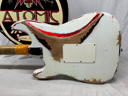 Fender USA Custom Shop Limited Edition White Lightning Stratocaster FR HSS 22 Guitar with COA + Case 2023 - Olympic White top / Candy Apple Red bottom / Rosewood fingerboard