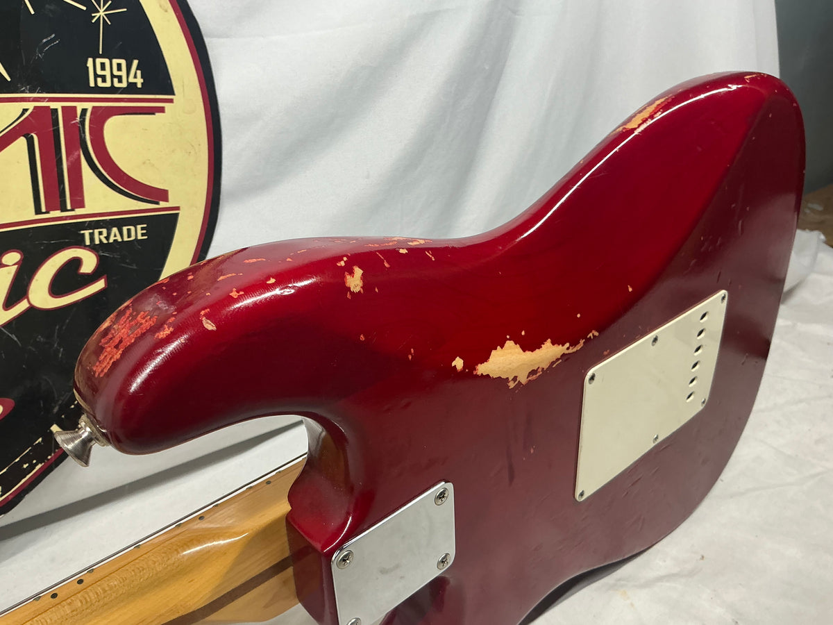 Fender Highway One Stratocaster Guitar 2002 - Crimson Red Transparent / Maple neck