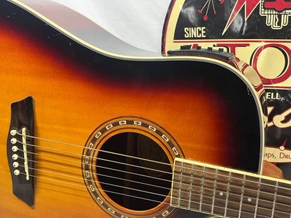 Washburn WD7SCEATB Harvest Series Dreadnought Acoustic Electric Guitar - Tobacco Burst