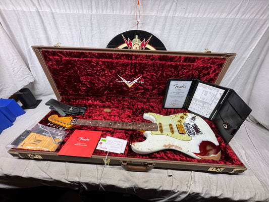 Fender USA Custom Shop Limited Edition White Lightning Stratocaster FR HSS 22 Guitar with COA + Case 2023 - Olympic White top / Candy Apple Red bottom / Rosewood fingerboard
