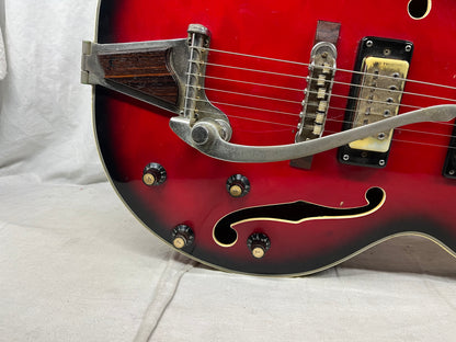 Univox Coily U1825 Hollow Body Guitar MIJ Made In Japan Vintage Redburst - AS IS! needs new nut