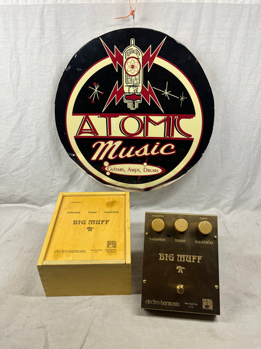 Electro-Harmonix Double Anniversary Big Muff Pi Distortion Fuzz Pedal with Wood Box 2023 Limited Edition (one of 555) - Gold