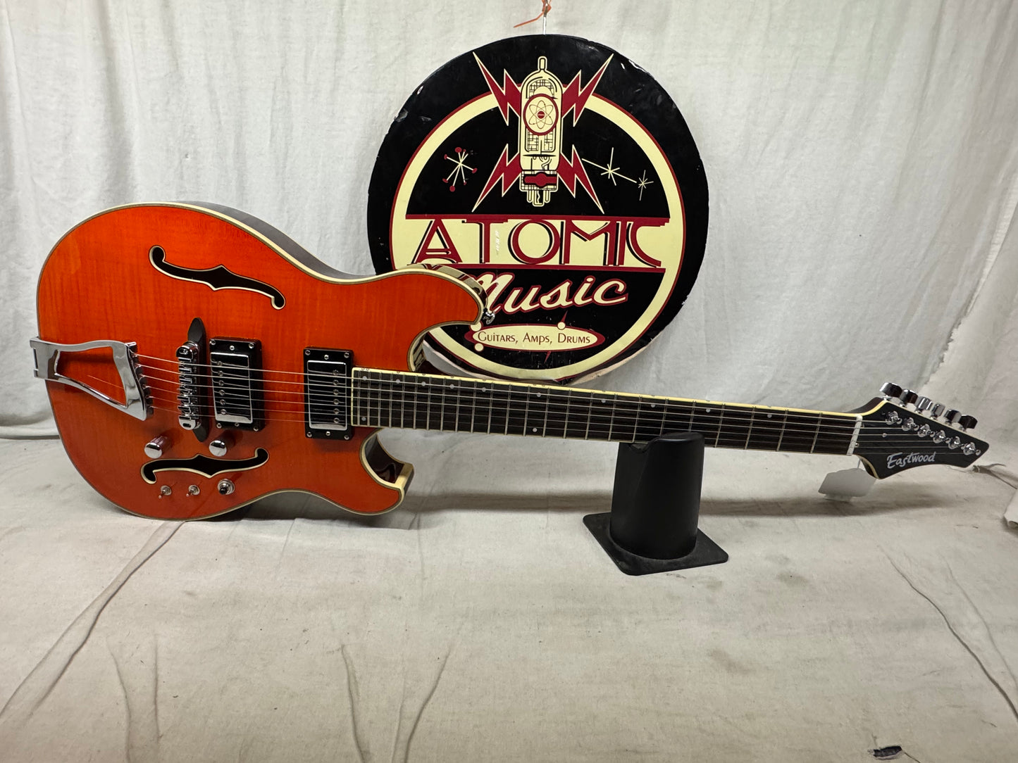 Eastwood Classic 6 TA PH Hollowbody Guitar with Case - Orange Flame