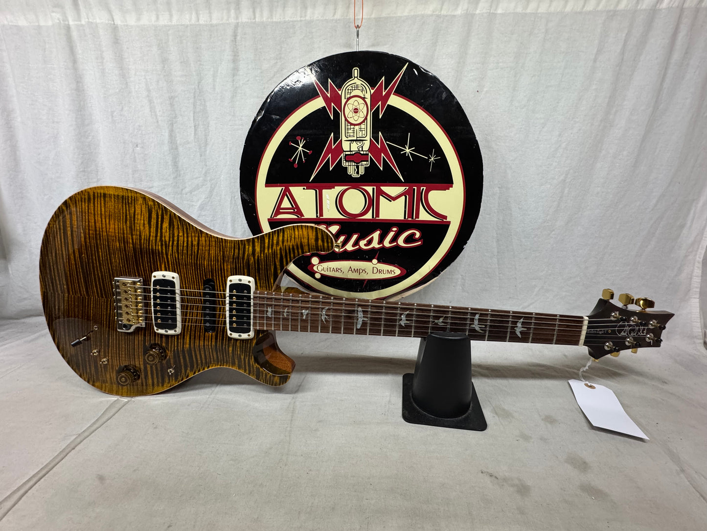 PRS Paul Reed Smith USA Custom Built Wood Library Modern Eagle V 10-Top Guitar with Case 2021 - Yellow Tiger Flame 10 / Brazilian Rosewood
