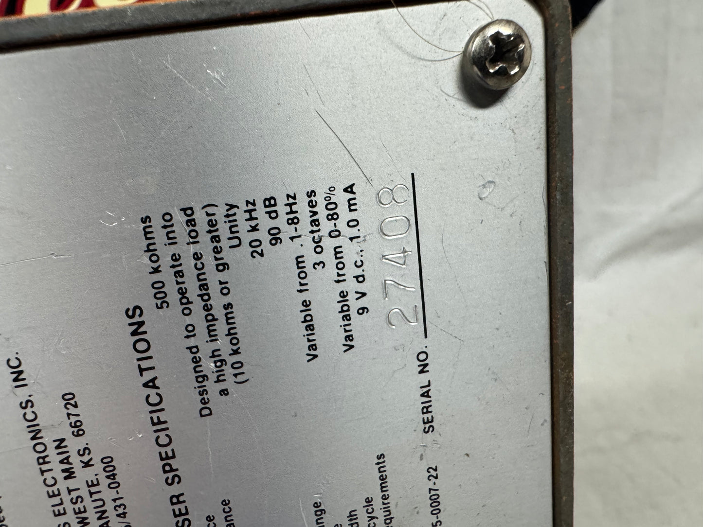 Ross Phaser Phase Shifter Pedal pot codes date to 1979