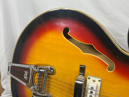 Vox Super Lynx Deluxe Hollow Body Electric Guitar with Hard Case - Sunburst