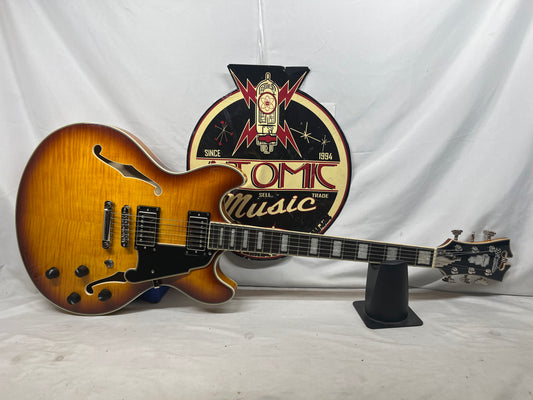 D'Angelico DAPDCDITBNS Premier DC Semi-Hollow Body Electric Guitar - Dark Iced Tea Burst