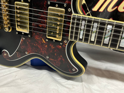 D'Angelico Deluxe Brighton Doublecut HH Electric Guitar with Hard Case - Matte Black