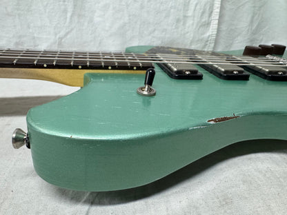 Maghini Guitars Skylark Baritone Guitar with COA + Gator Case 2023 - Lightly Aged Jade Metallic