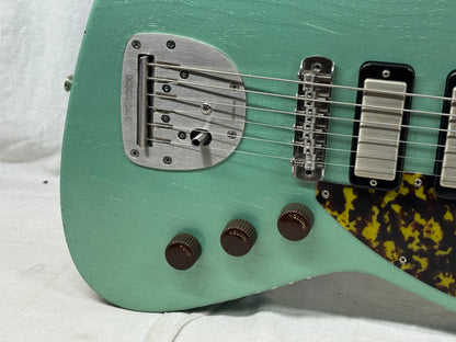 Maghini Guitars Skylark Baritone Guitar with COA + Gator Case 2023 - Lightly Aged Jade Metallic