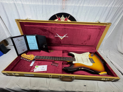 Fender USA Custom Shop S23 Limited Edition 1959 '59 Stratocaster HT Hardtail Guitar with COA + Case 2023 - Chocolate 3-Color Sunburst / Rosewood fingerboard - Relic'd