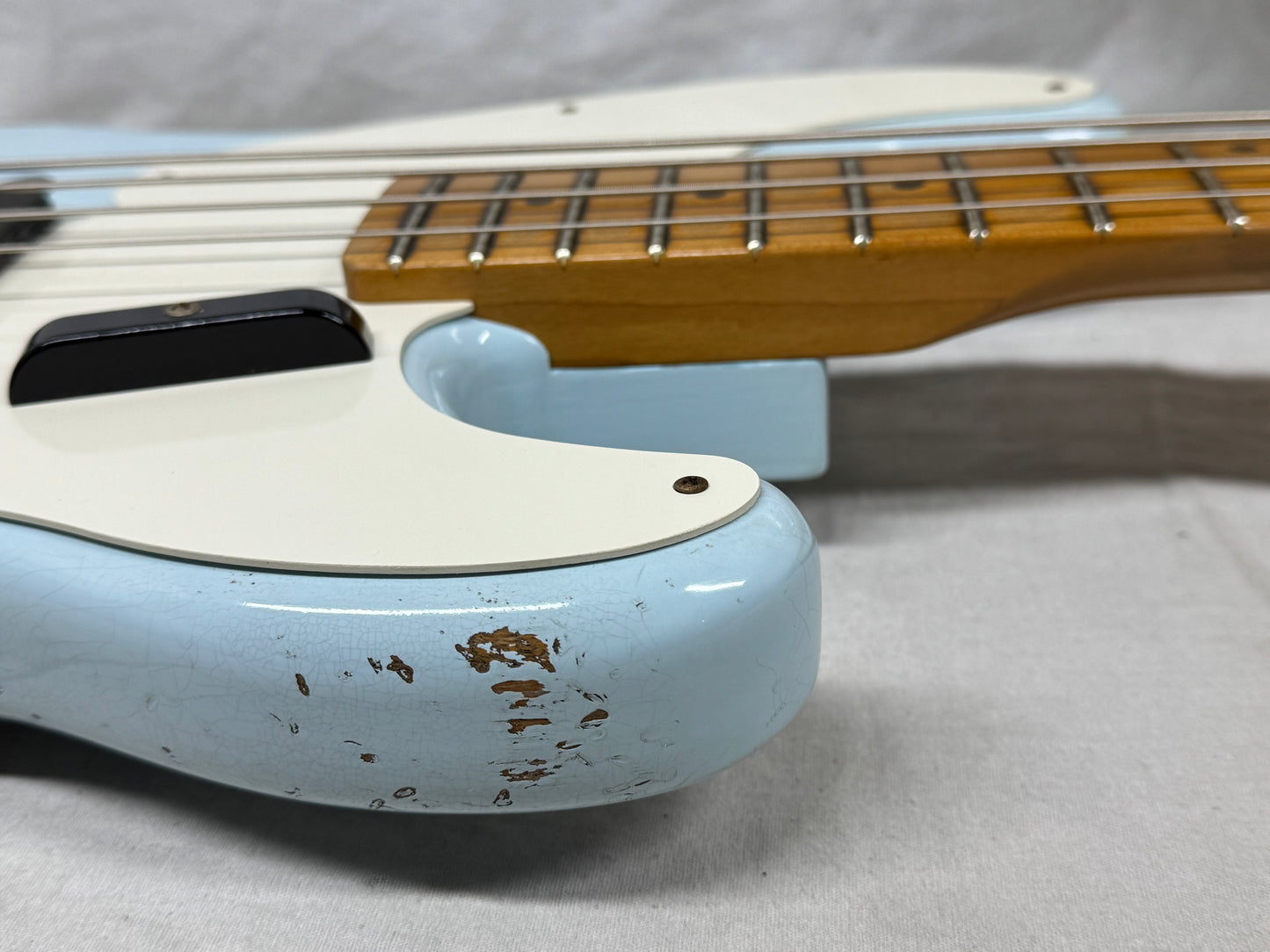 Fender USA Custom Shop '55 1955 Precision Bass Relic 4-string P-Bass with COA + Case 2020 - Sonic Blue / Roasted Maple neck