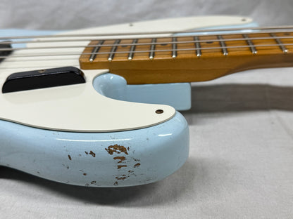 Fender USA Custom Shop '55 1955 Precision Bass Relic 4-string P-Bass with COA + Case 2020 - Sonic Blue / Roasted Maple neck