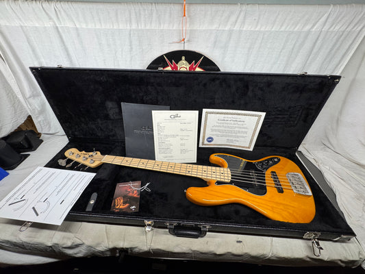 G&L JB-5 jb5 5-string Bass with COA + Case 2017 - Honey