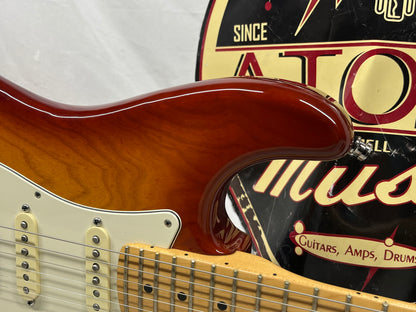 Fender American Standard Stratocaster Strat HSS Shawbucker Electric Guitar with Case - Sienna Sunburst