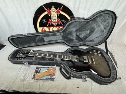 Epiphone SG Custom Modern Figured Guitar with Case 2021 - Transluscent Ebony Burst