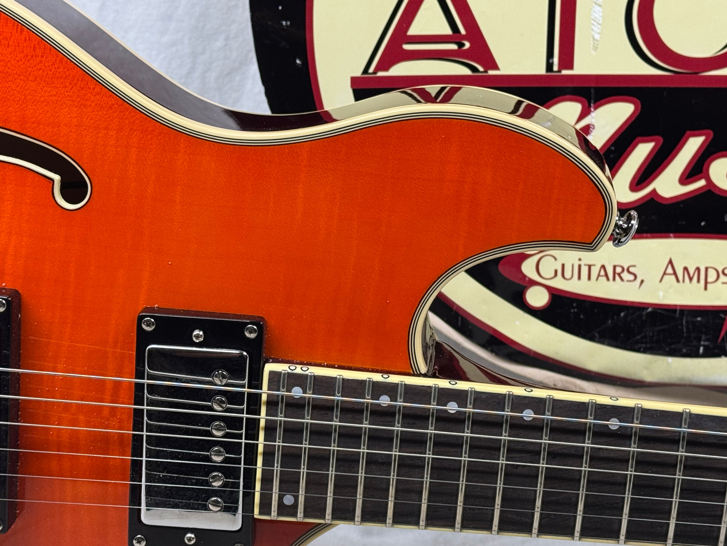 Eastwood Classic 6 TA PH Hollowbody Guitar with Case - Orange Flame