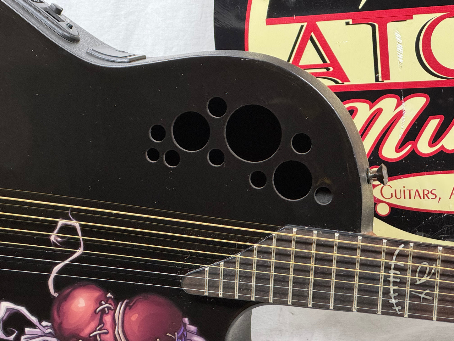 Ovation Demented Series Limited Edition DJA34-BDY DJ Ashba Signature Acoustic Guitar with Case - Bone Daddy Graphics