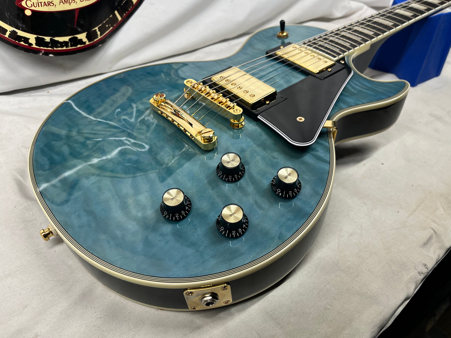 Epiphone Les Paul Custom Quilt Singlecut HH Electric Guitar - Ocean Blue
