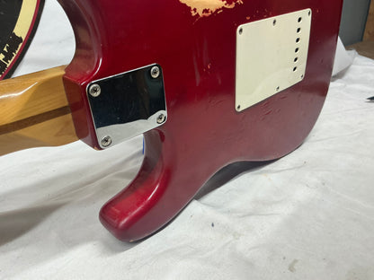 Fender Highway One Stratocaster Guitar 2002 - Crimson Red Transparent / Maple neck