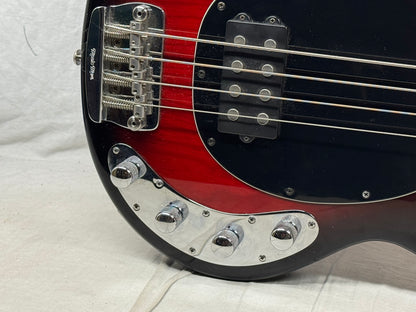 Ernie Ball Music Man Stingray 3 EQ H 3eq 4-string Bass with Case 2004 - Black Cherry Burst