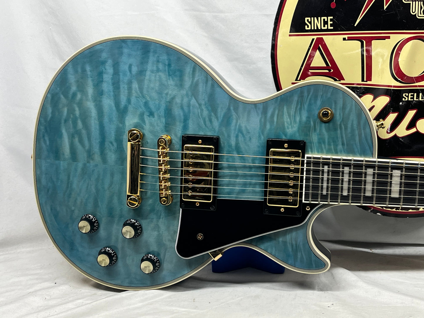 Epiphone Les Paul Custom Quilt Singlecut HH Electric Guitar - Ocean Blue