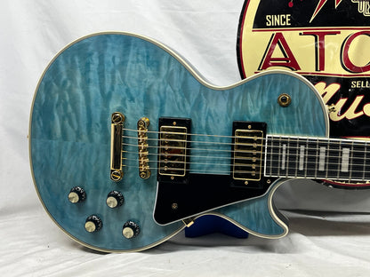 Epiphone Les Paul Custom Quilt Singlecut HH Electric Guitar - Ocean Blue
