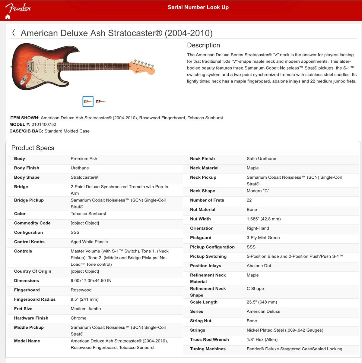 Fender American Deluxe Stratocaster with Maple Fretboard 2004 - 2010 - 3-Color Sunburst
