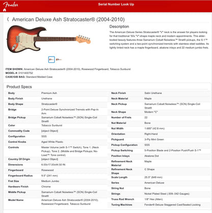 Fender American Deluxe Stratocaster with Maple Fretboard 2004 - 2010 - 3-Color Sunburst