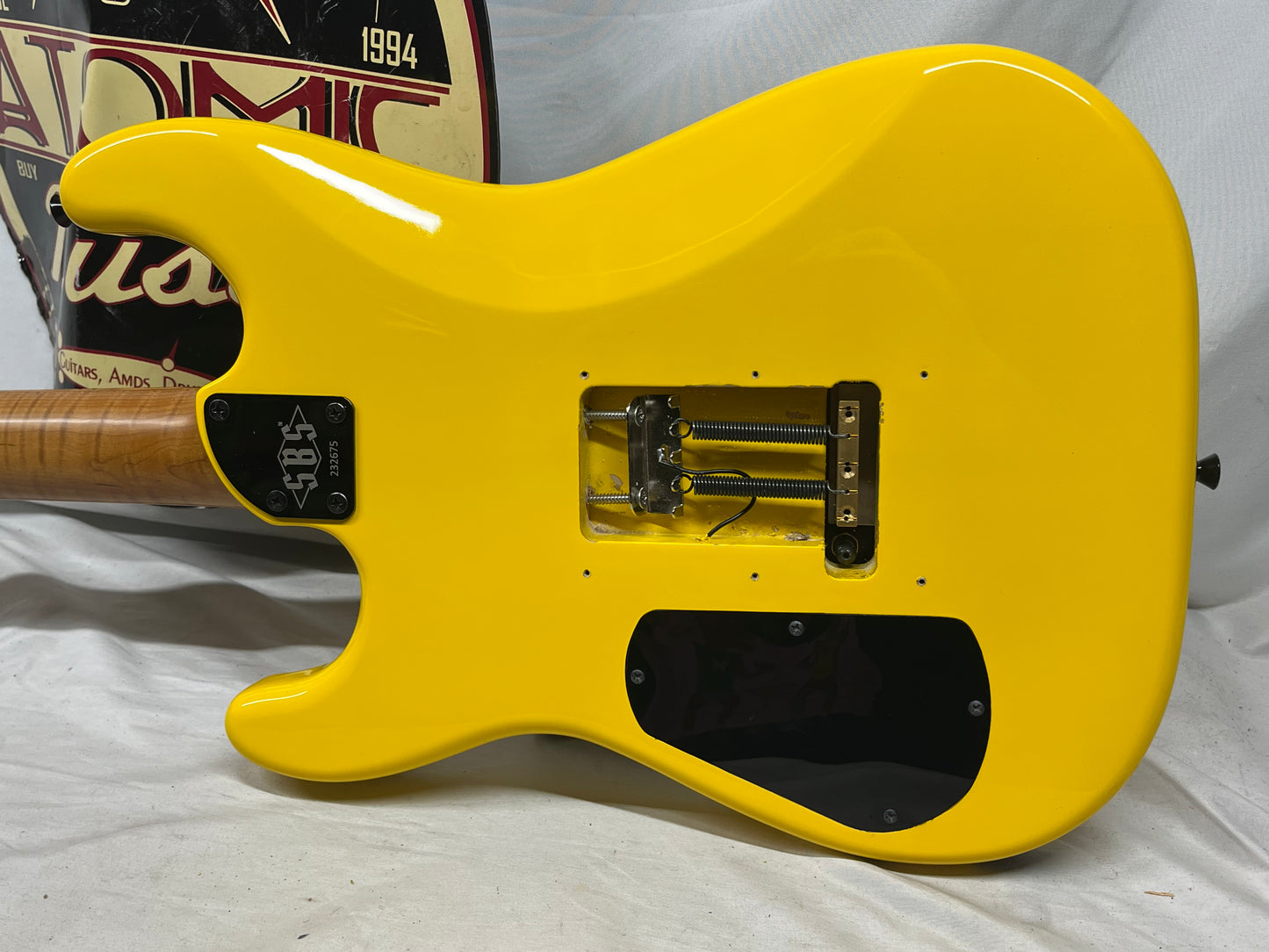SBS CS300 S-Style Doublecut HH FR Electric Guitar - Neon Yellow