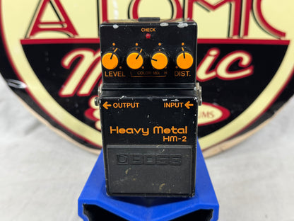 Boss HM-2 hm2 Heavy Metal Distortion Pedal - Black Label / MIJ Made In Japan / ACA 12 volt power 1985