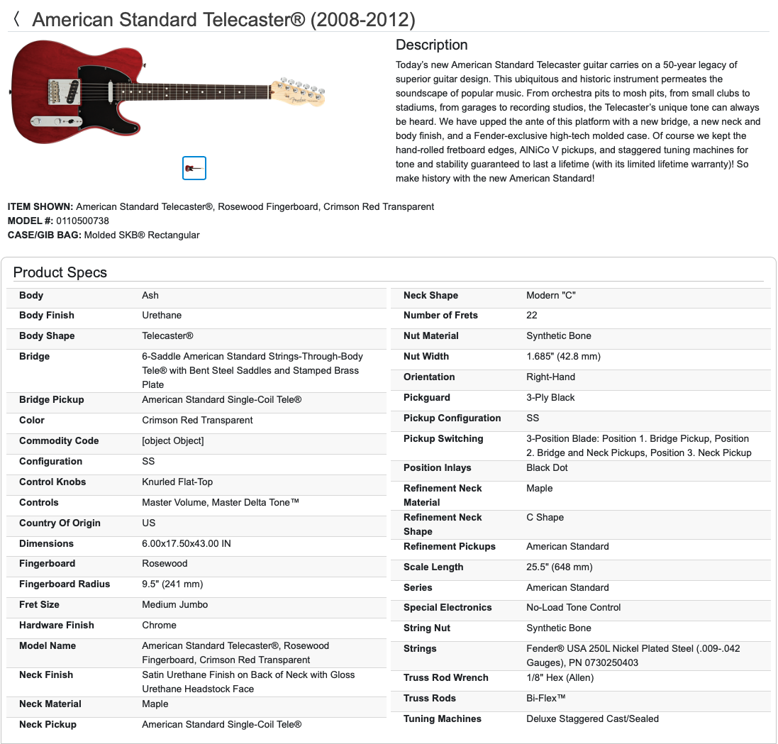 Fender American Standard Telecaster Tele Crimson Red Electric Guitar - Pickups have been Replaced with Seymour Duncan APTL-1/APTR-1